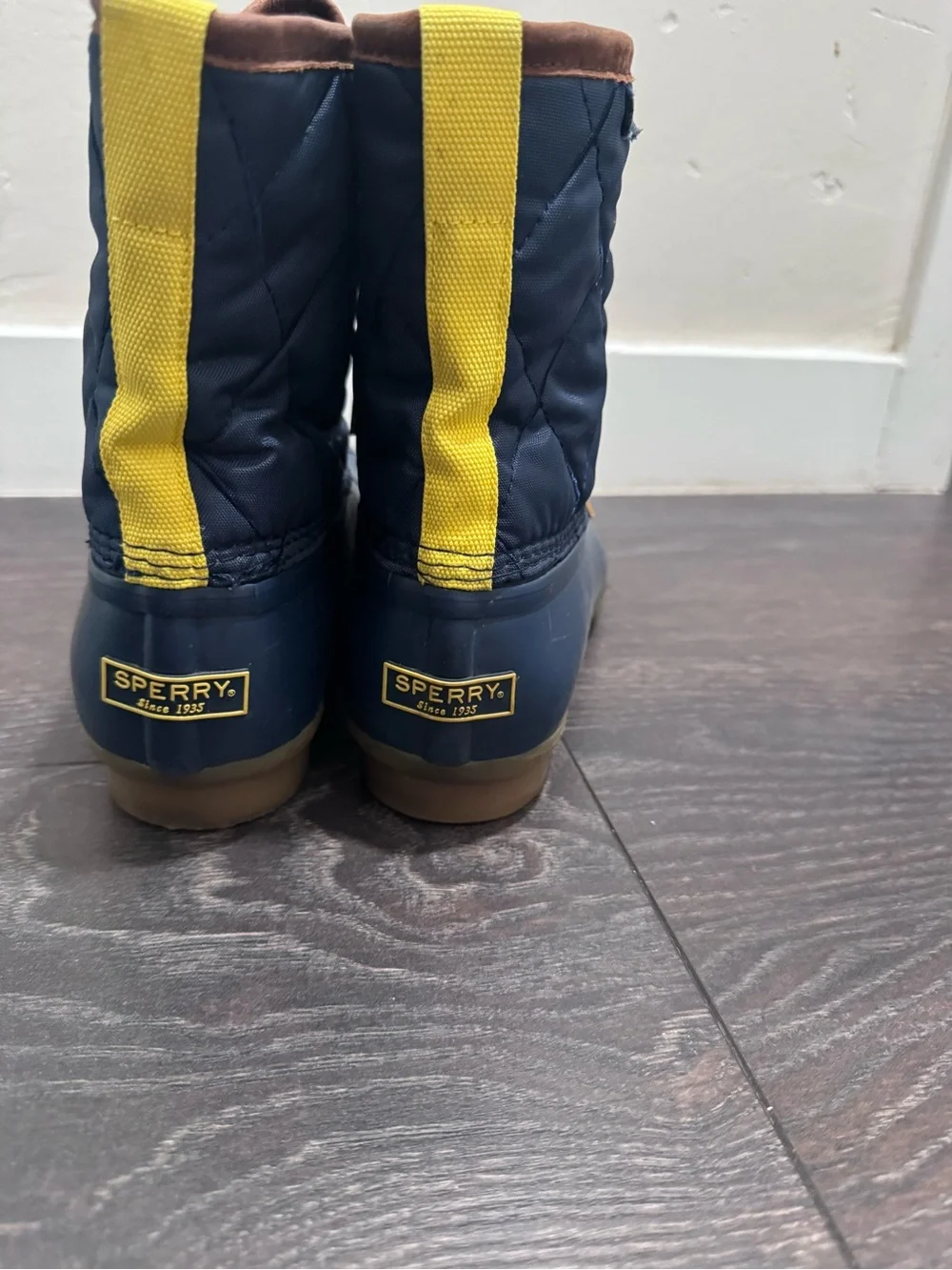 Sperry Men’s Duck Boots 10.5 Navy Quilted Waterproof Rain Snow
